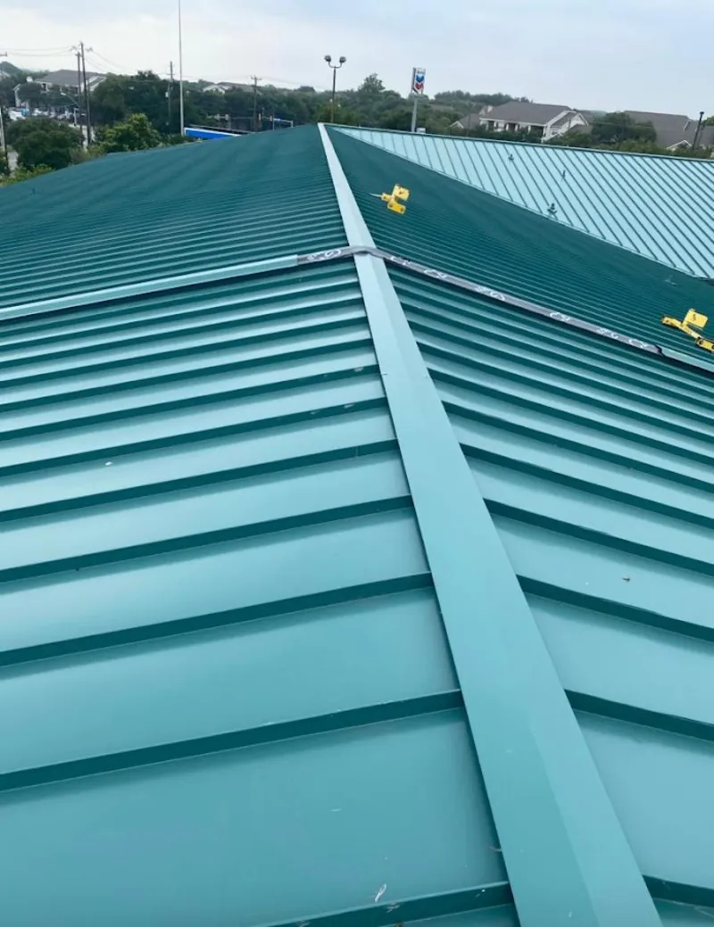 Green commercial metal roof ridge and valley for Metal Roof Repair in Pocatello